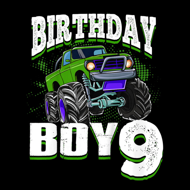 Kids Monster Truck Birthday Boy Is 9 Kids 9th Birthday Car Party Long Sleeve Shirts | Artistshot