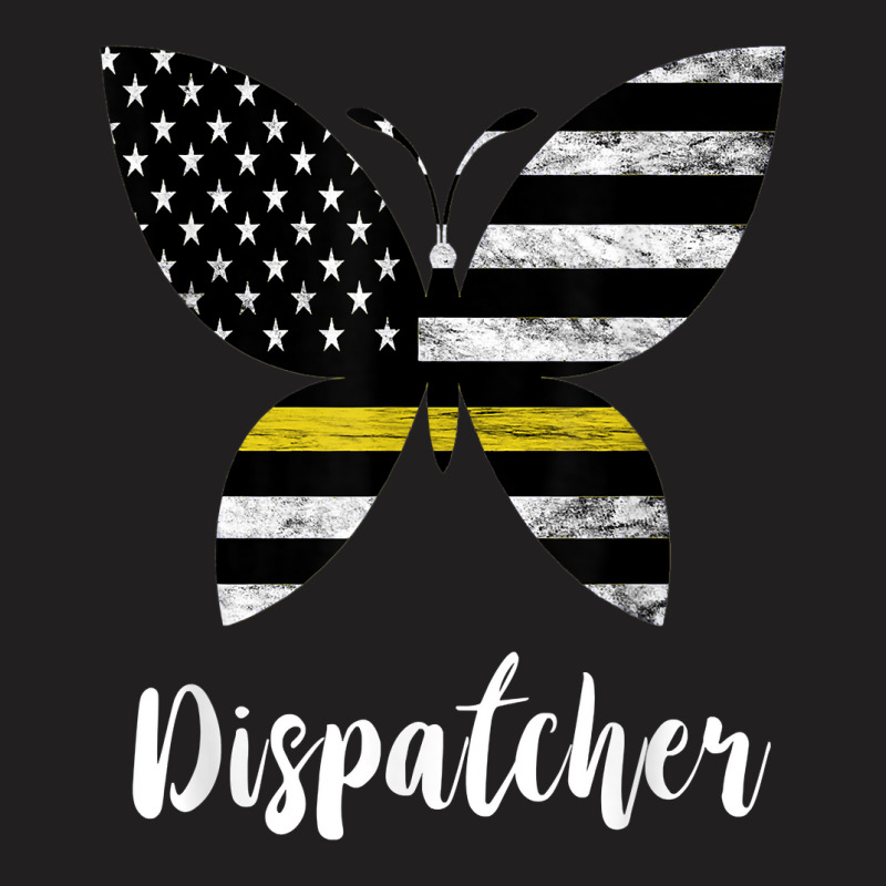 Dispatcher Usa America Flag Butterfly Freedom 911 Operator T-shirt | Artistshot