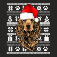 Ugly Sweater Christmas Cocker Spaniel Santa Hat Pajama Xmas Ladies Fitted T-shirt | Artistshot