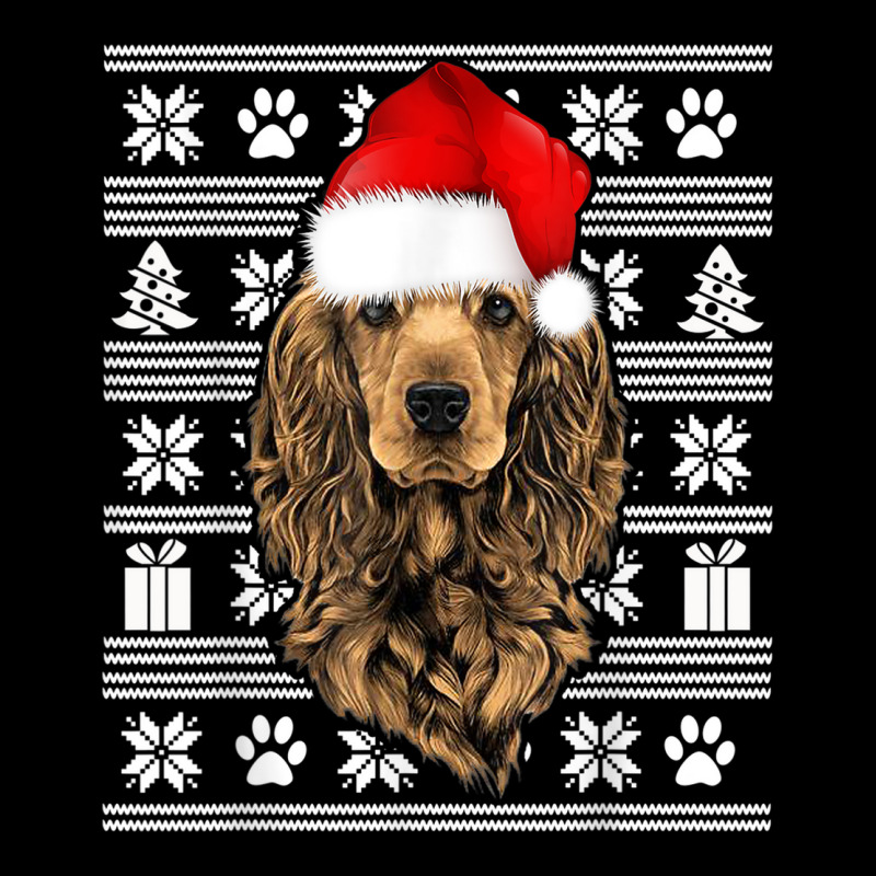 Ugly Sweater Christmas Cocker Spaniel Santa Hat Pajama Xmas Cropped Hoodie by Trend | Artistshot