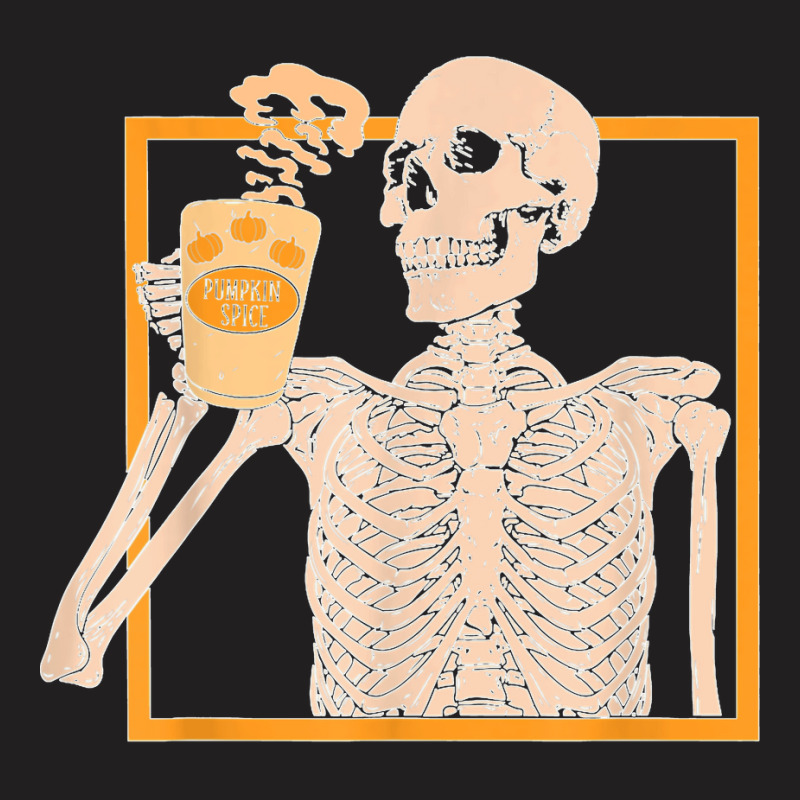 Vintage Halloween Skeleton Pumpkin Spice Latte Syrup Creamer T Shirt C T-shirt | Artistshot