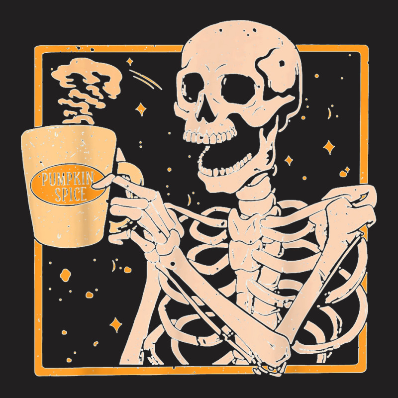 Vintage Halloween Skeleton Pumpkin Spice Latte Syrup Creamer T Shirt C T-shirt | Artistshot