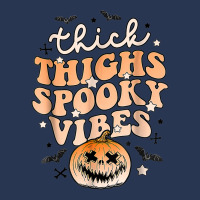 Thick Thighs Spooky Vibes Ghost Pumpkin Halloween Costume Ladies Denim Jacket | Artistshot