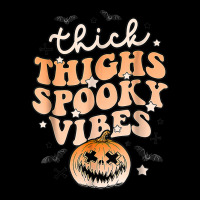 Thick Thighs Spooky Vibes Ghost Pumpkin Halloween Costume Women's V-neck T-shirt | Artistshot