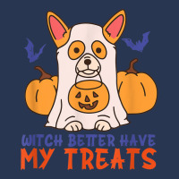 Funny Corgi Dog Lover Witch Better Have My Treats Halloween Men Denim Jacket | Artistshot