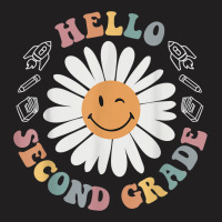 Hello Second 2nd Grade Smile Teacher Flower Groovy T-shirt | Artistshot