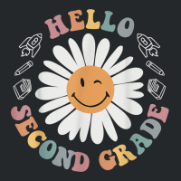 Hello Second 2nd Grade Smile Teacher Flower Groovy Crewneck Sweatshirt | Artistshot