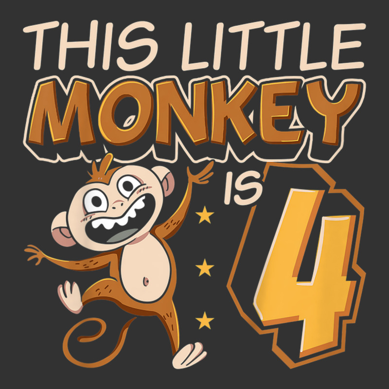 Kids This Little Monkey Is 4 Monkey Ape Animale 4th Birthday Baby Bodysuit by Color | Artistshot