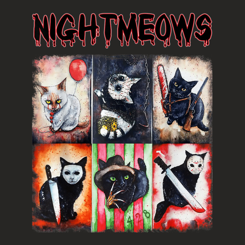 Ads Cat Nightmeows Campy 80's Horror Cats Horror Halloween Ladies Fitted T-shirt | Artistshot