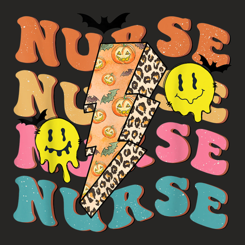 Retro Nurse Pumpkin Leopard Lightning Bolt Nurse Halloween Ladies Fitted T-Shirt by Luxuriate | Artistshot