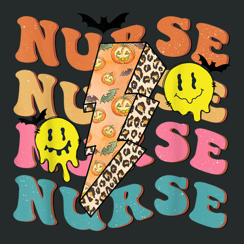 Retro Nurse Pumpkin Leopard Lightning Bolt Nurse Halloween Women's Triblend Scoop T-shirt by Luxuriate | Artistshot