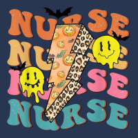 Retro Nurse Pumpkin Leopard Lightning Bolt Nurse Halloween Ladies Denim Jacket | Artistshot