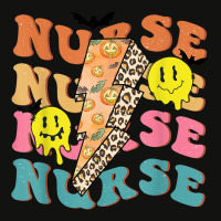 Retro Nurse Pumpkin Leopard Lightning Bolt Nurse Halloween Scorecard Crop Tee | Artistshot