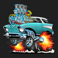 Funny Fifties Style Muscle Car Hot Rod Station Wagon Cartoon Ladies Polo Shirt | Artistshot