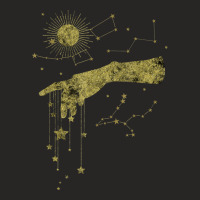 Gold Divine Hand, Celestial Magic, Stars And Space Galaxy T Shirt Ladies Fitted T-shirt | Artistshot