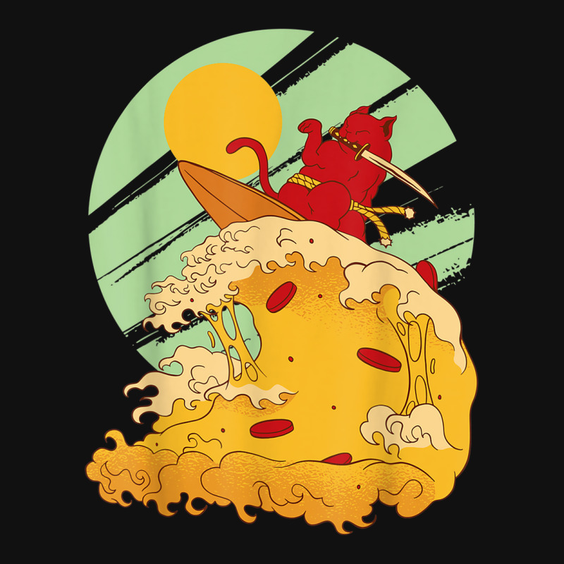 Cat Surfing Pizza In Cool Samurai Style Front Car Mat | Artistshot