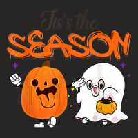 Tis's The Season Retro Halloween Ghost Pumpkin Spooky Season Ladies Fitted T-shirt | Artistshot