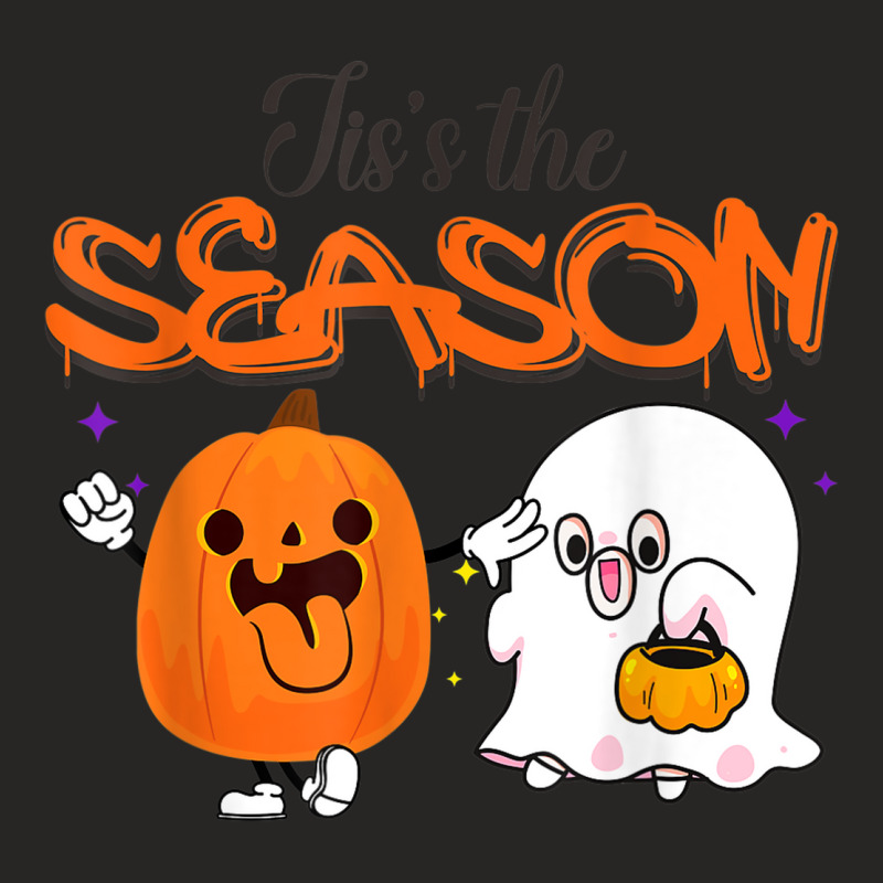 Tis's The Season Retro Halloween Ghost Pumpkin Spooky Season Ladies Fitted T-Shirt by Fashonus | Artistshot