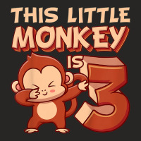 Kids This Little Monkey Is 3 Monkey Ape Animale 3rd Birthday Ladies Fitted T-shirt | Artistshot