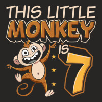 Kids This Little Monkey Is 7 Monkey Ape Animale 7th Birthday Ladies Fitted T-shirt | Artistshot