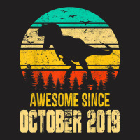 Awesome October 2019 3rd Birthday Retro Dinosaur Boy Gift T-shirt | Artistshot