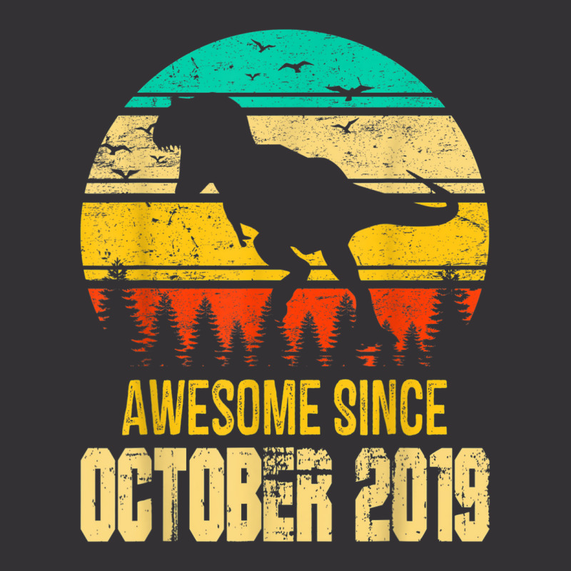 Awesome October 2019 3rd Birthday Retro Dinosaur Boy Gift Vintage Hoodie | Artistshot