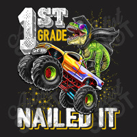 1st Grade Nailed It Dinosaur Monster Truck Graduation Cap T-shirt | Artistshot