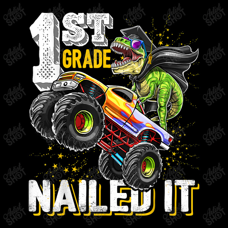 1st Grade Nailed It Dinosaur Monster Truck Graduation Cap Long Sleeve Shirts | Artistshot