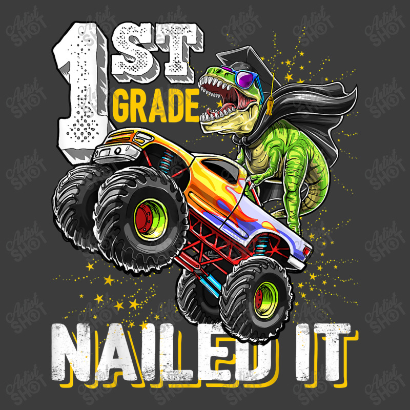 1st Grade Nailed It Dinosaur Monster Truck Graduation Cap Men's Polo Shirt | Artistshot