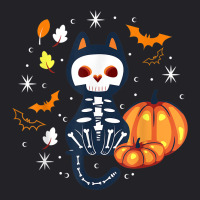 Scary Vampire Bat Skeleton Cat Pumpkin Halloween Youth Tee | Artistshot