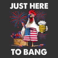 Just Here To Bang Usa Flag Funny 4th Of July Chicken Beer Vintage Hoodie And Short Set | Artistshot