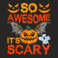 Spooky Pumpkin Vampire Bat So Awesome It's Scary Halloween Ladies Fitted T-shirt | Artistshot