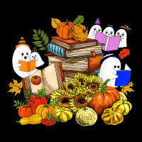 Cute Ghost Book Reading Lover Pumpkins Sunflower Halloween Baby Tee | Artistshot