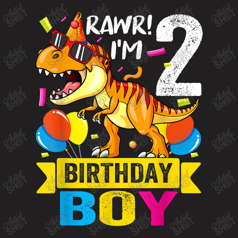 Rawr I'm 2nd Birthday Boy Dinosaur 2 Years Old Party T-shirt | Artistshot