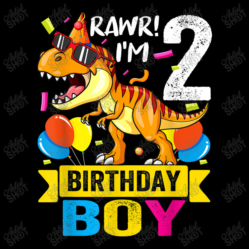 Rawr I'm 2nd Birthday Boy Dinosaur 2 Years Old Party V-neck Tee | Artistshot