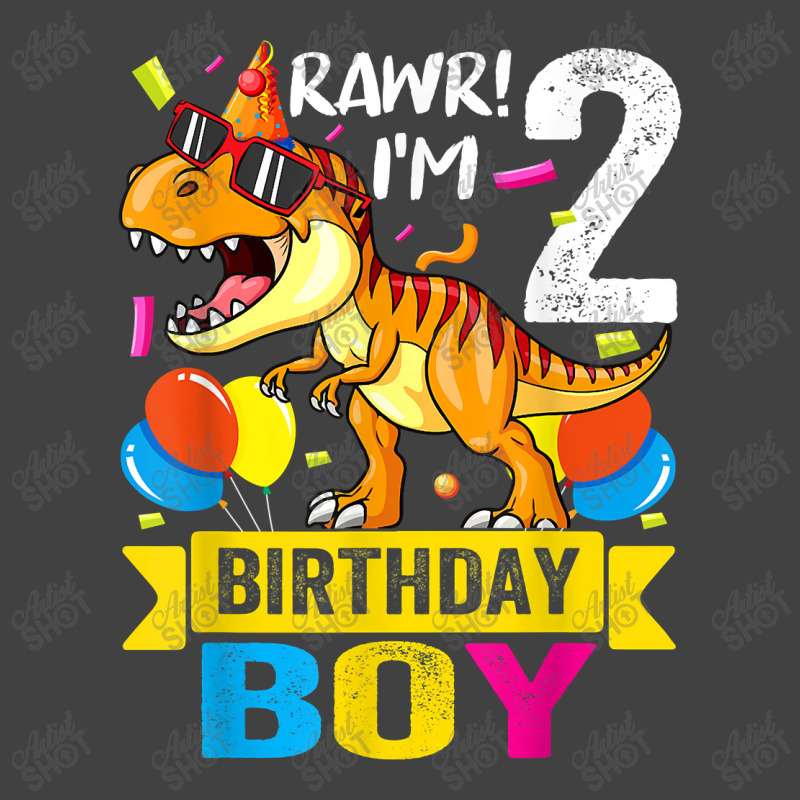 Rawr I'm 2nd Birthday Boy Dinosaur 2 Years Old Party Vintage T-shirt | Artistshot