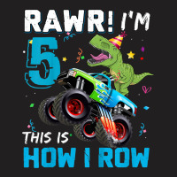 Kids 5 Year Old Rawr I'm 5th Birthday Monster Truck Dinosaur T-shirt | Artistshot