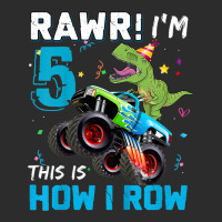 Kids 5 Year Old Rawr I'm 5th Birthday Monster Truck Dinosaur Exclusive T-shirt | Artistshot