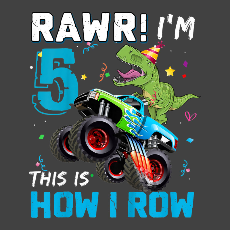 Kids 5 Year Old Rawr I'm 5th Birthday Monster Truck Dinosaur Vintage T-shirt | Artistshot