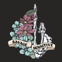 Sensitive Savage Flower Skull Halloween Skeleton Ladies Fitted T-shirt | Artistshot