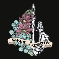 Sensitive Savage Flower Skull Halloween Skeleton Scorecard Crop Tee | Artistshot