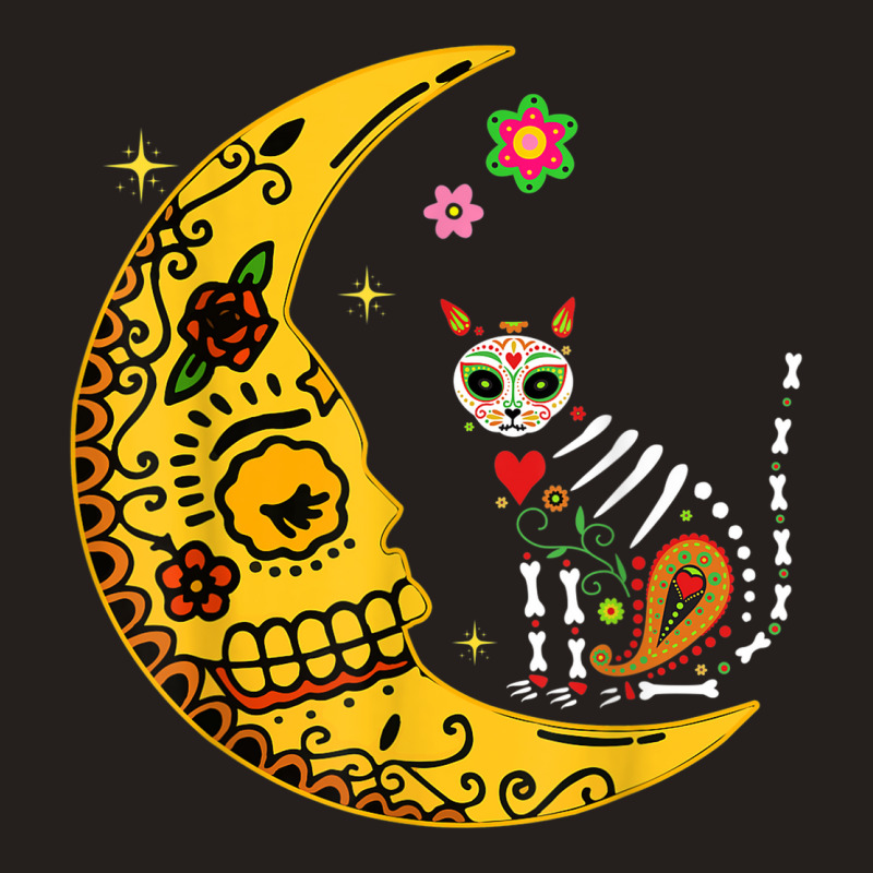 Mexican Calavera Cat With Moon Dia De Muertos Halloween Day Tank Top by Bewitch | Artistshot