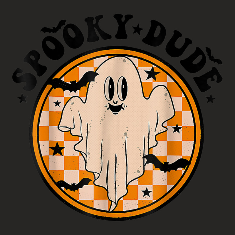 Retro Spooky Dude Cute Ghost Funny Spooky Season Halloween Ladies Fitted T-Shirt by Fashlaza | Artistshot