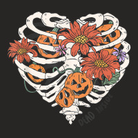 Dead Inside Halloween Skeleton Pumpkin Floral Spooky Season Ladies Fitted T-shirt | Artistshot