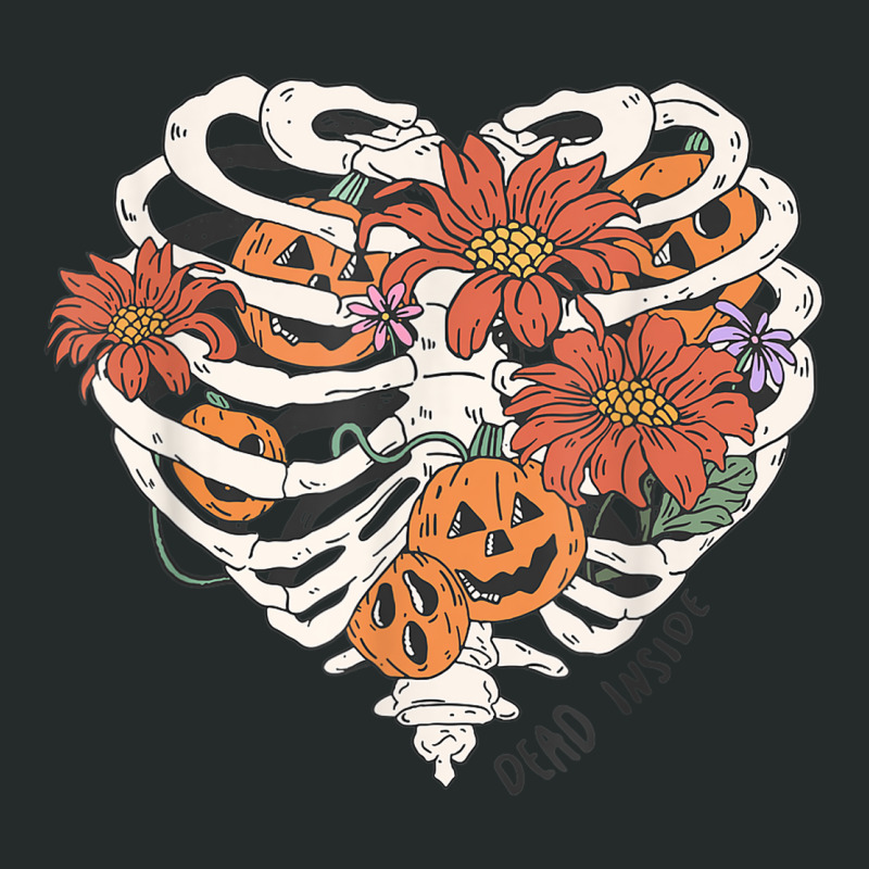 Dead Inside Halloween Skeleton Pumpkin Floral Spooky Season Women's Triblend Scoop T-shirt by Creed | Artistshot