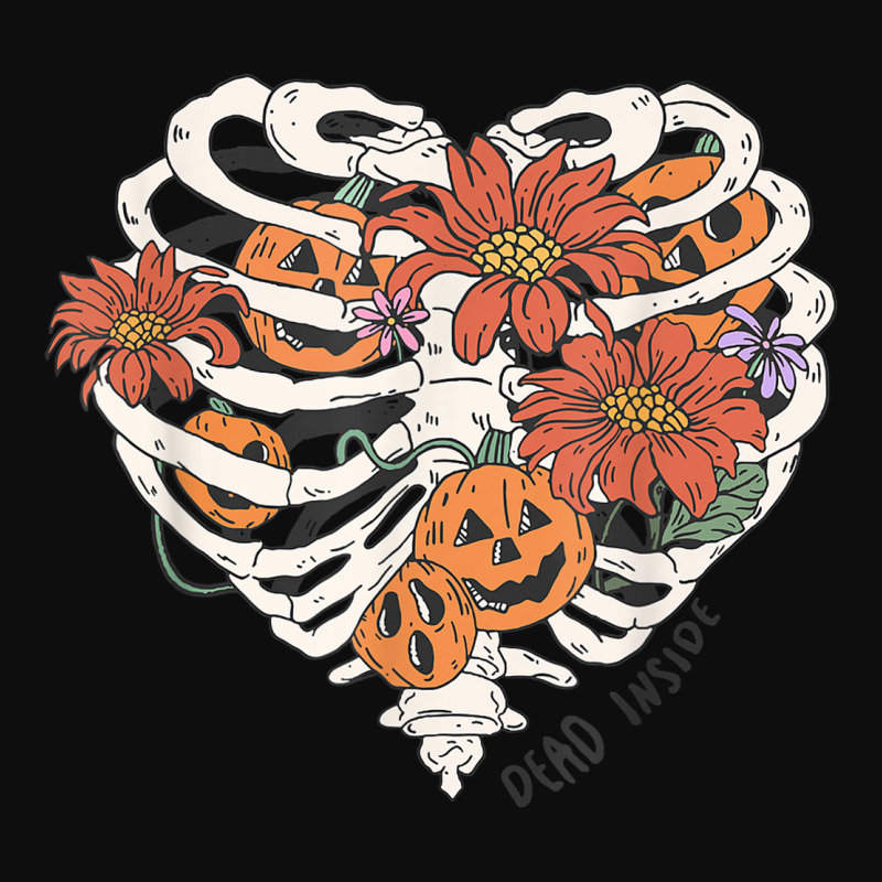 Dead Inside Halloween Skeleton Pumpkin Floral Spooky Season Crop Top by Creed | Artistshot