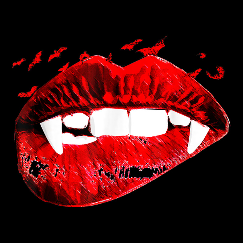 Vampire Kissing Lips Vampire Teeth Bats Halloween Cropped Hoodie by Amenity | Artistshot