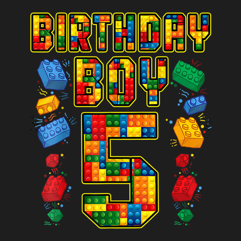 5th Birthday Master Builder 5 Years Old Block Building Boys Classic T-shirt | Artistshot