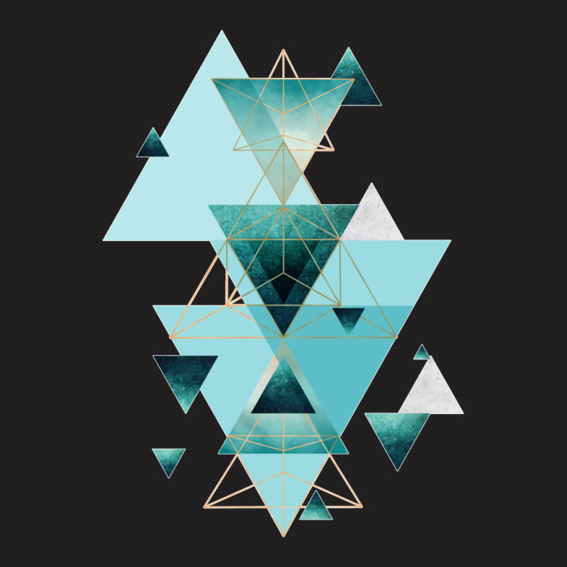 Geometric Triangle Compilation In Teal T-shirt | Artistshot