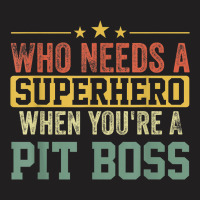 Funny Pit Boss Superhero Vintage For Men Dad T-shirt | Artistshot